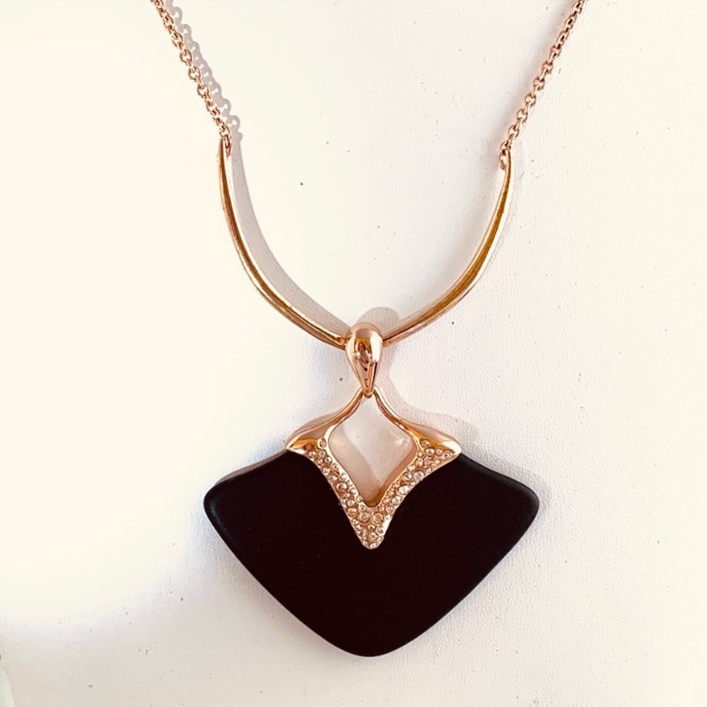 Alexis Bittar Art Deco Black Rose Gold Pendant - Picture 7 of 9